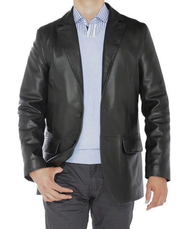 Men's Natazzi Luciano Two Button Modern Fit Leather Blazer