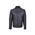 Men's Quilted Black Leather Jacket - Luxurena Leather