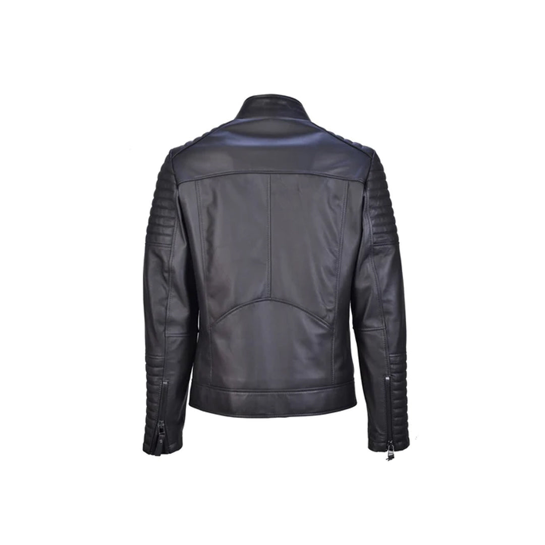 Men's Quilted Black Leather Jacket - Luxurena Leather