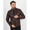 Men's Quilted Vax Brown Leather Jacket - Luxurena Leather