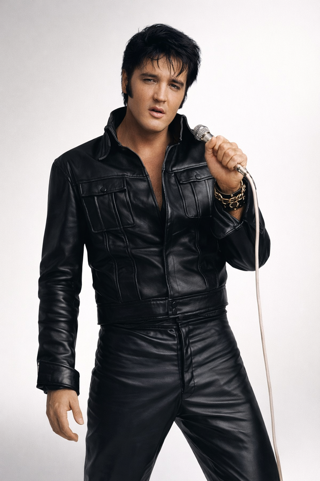 Men's Black Genuine Leather Elvis Presley Rock N Roll Leather Top - Slim Fit Premium Jacket - Luxurena Leather