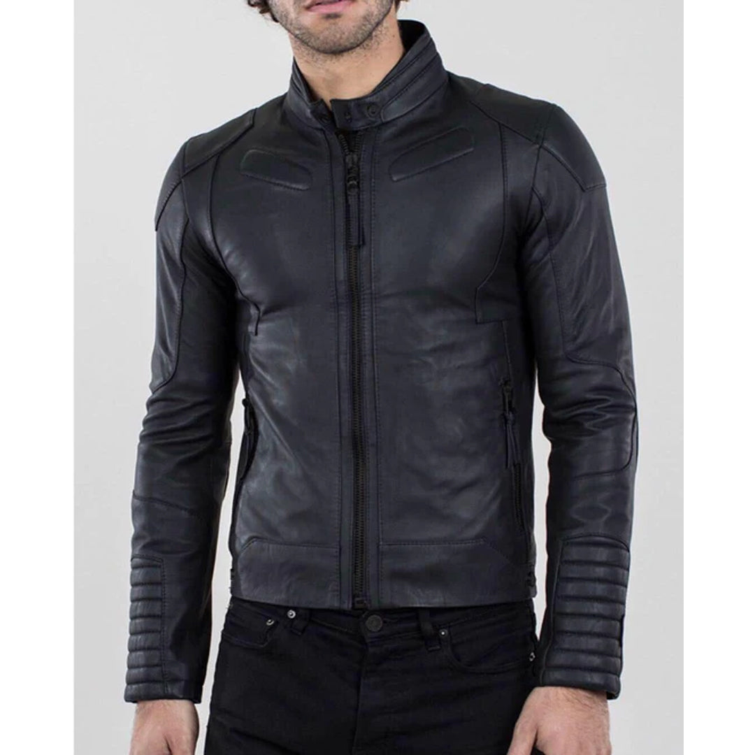 Men's Fitted Black Leather Jacket