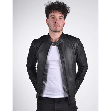 Men`s Black Fitted Leather Jacket
