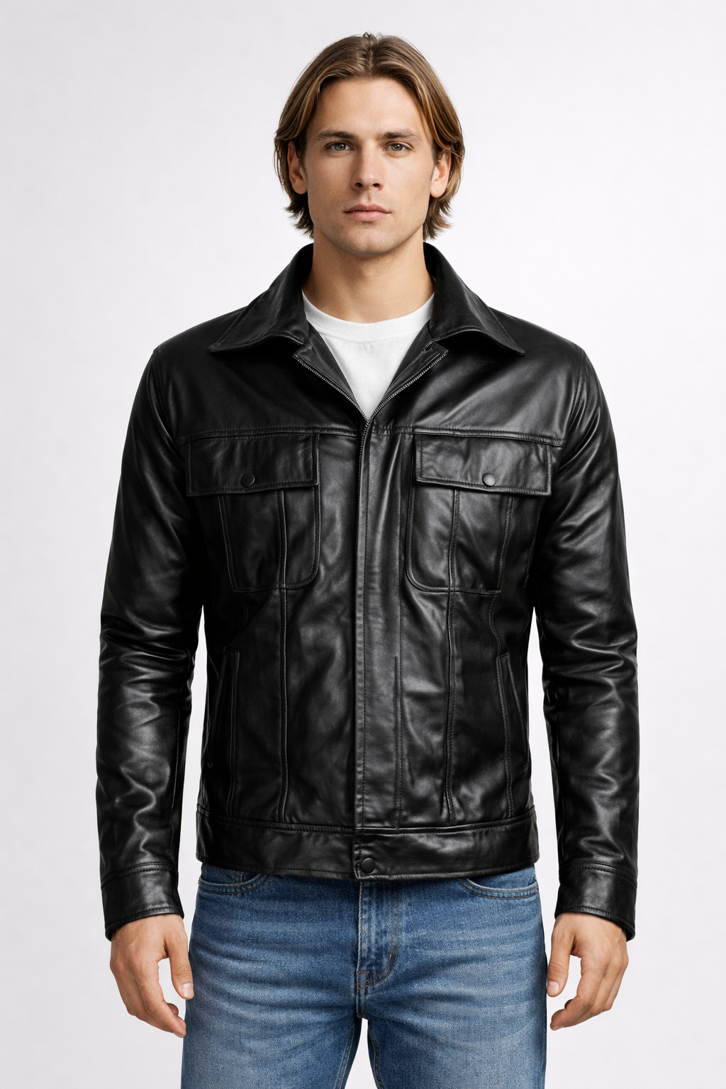 Men's Black Genuine Leather Rock N Roll Jacket - Premium Classic Biker Style - Luxurena Leather