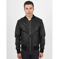 Men’s Bomber Black Leather Jacket - Luxurena Leather