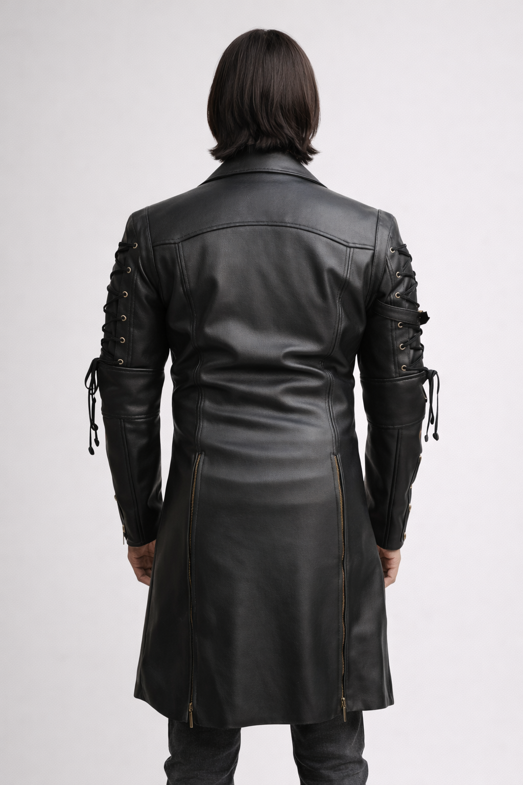 Men's Black Genuine Leather Van Helsing Steampunk Trench Coat - Premium Cosplay Costume