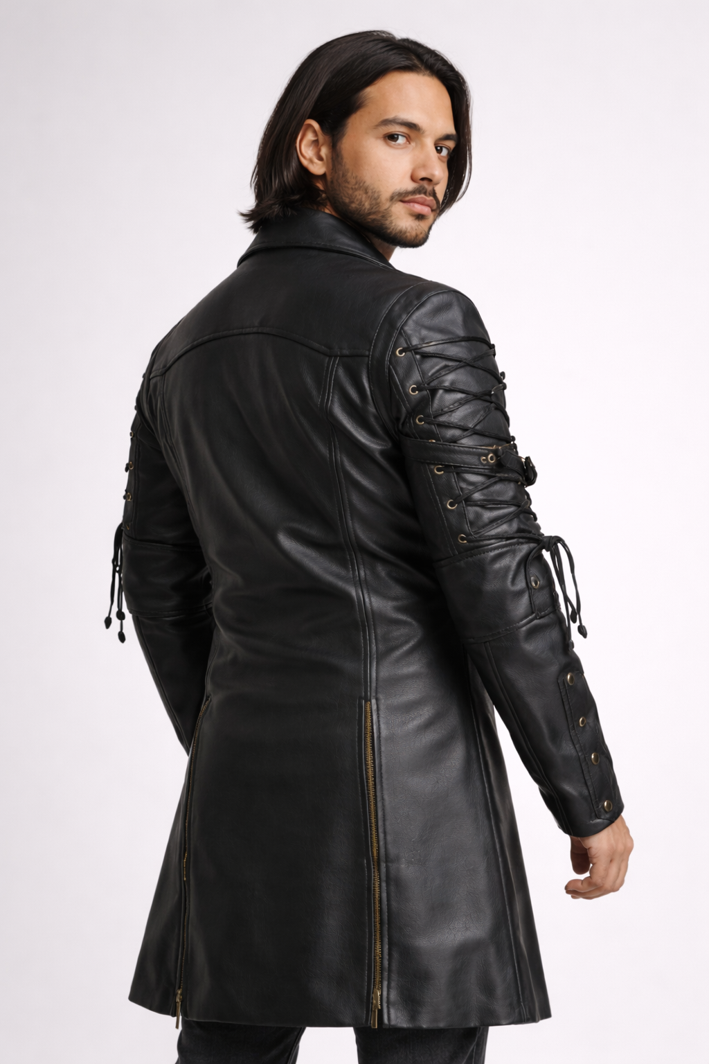 Men's Black Genuine Leather Van Helsing Steampunk Trench Coat - Premium Cosplay Costume