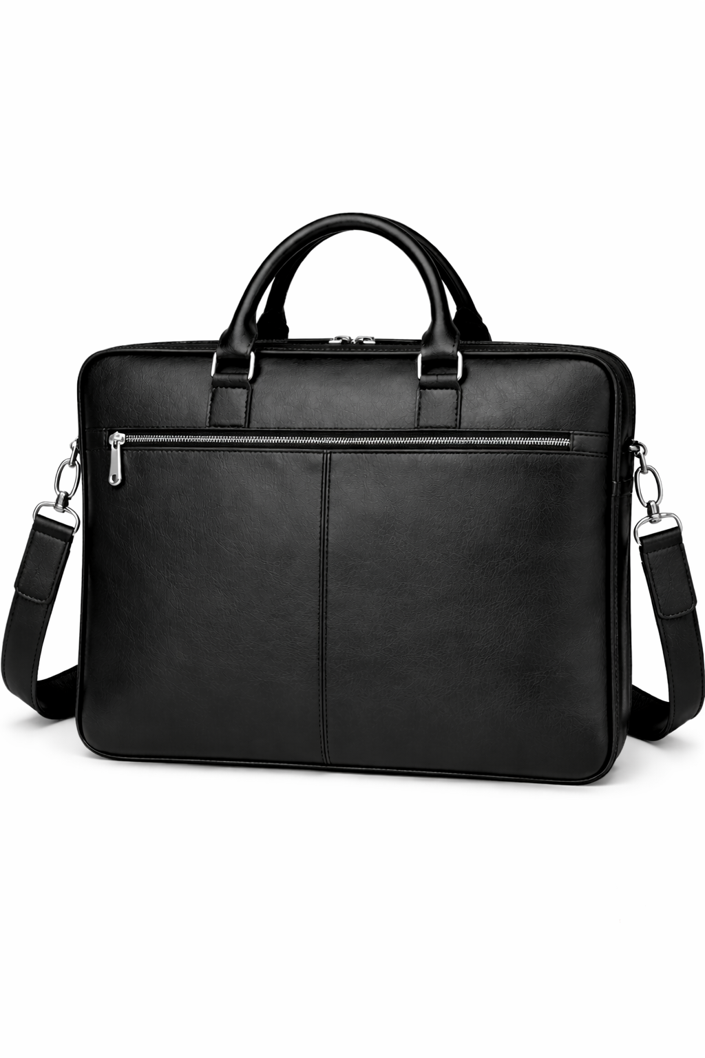 Black Genuine Leather Laptop Bag - Slim Professional Briefcase