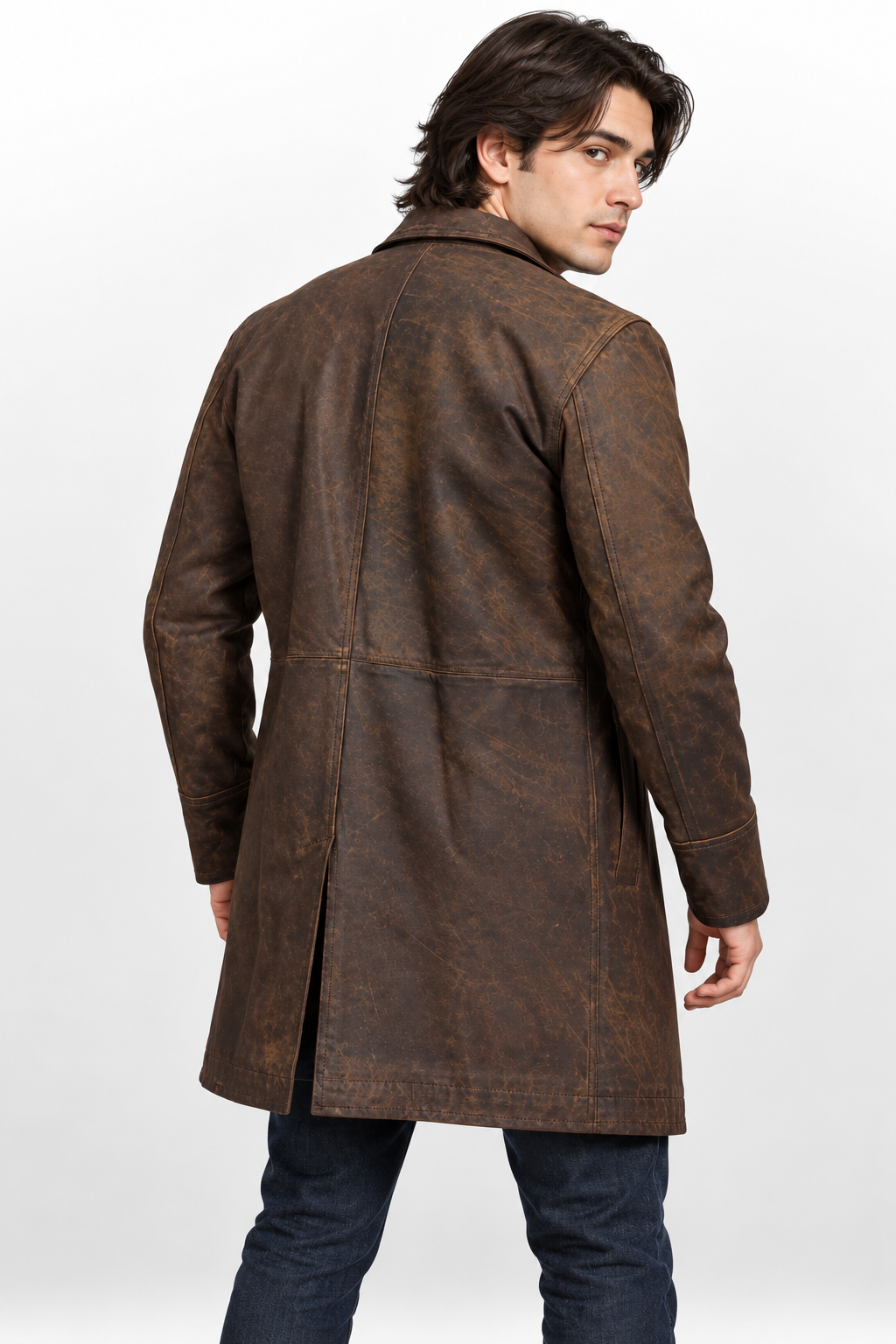 Men's Doctor Who War Doctor John Hurt Distressed Brown Leather Coat