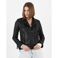 Women’s Black Classic Biker Leather Jacket - Luxurena Leather