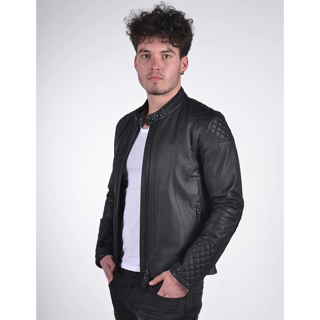 Men`s Black Fitted Leather Jacket