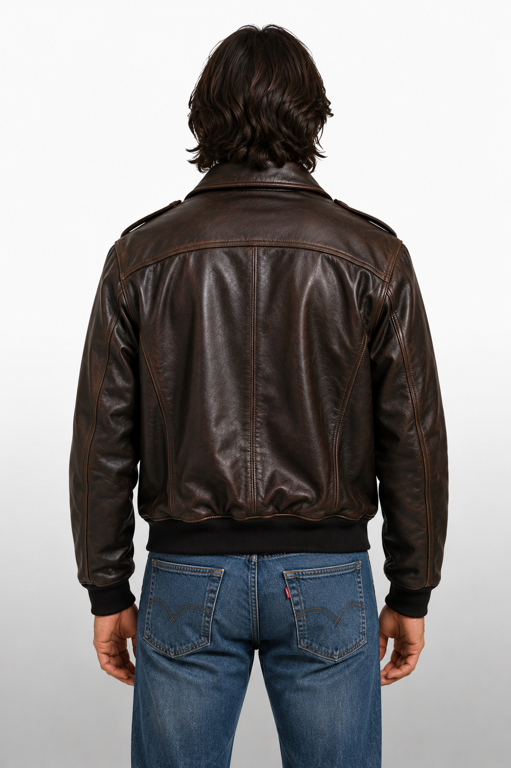 Men's A-2 Brown Cowhide Leather Vintage Flight Bomber Air Force Pilot Aviator Jacket