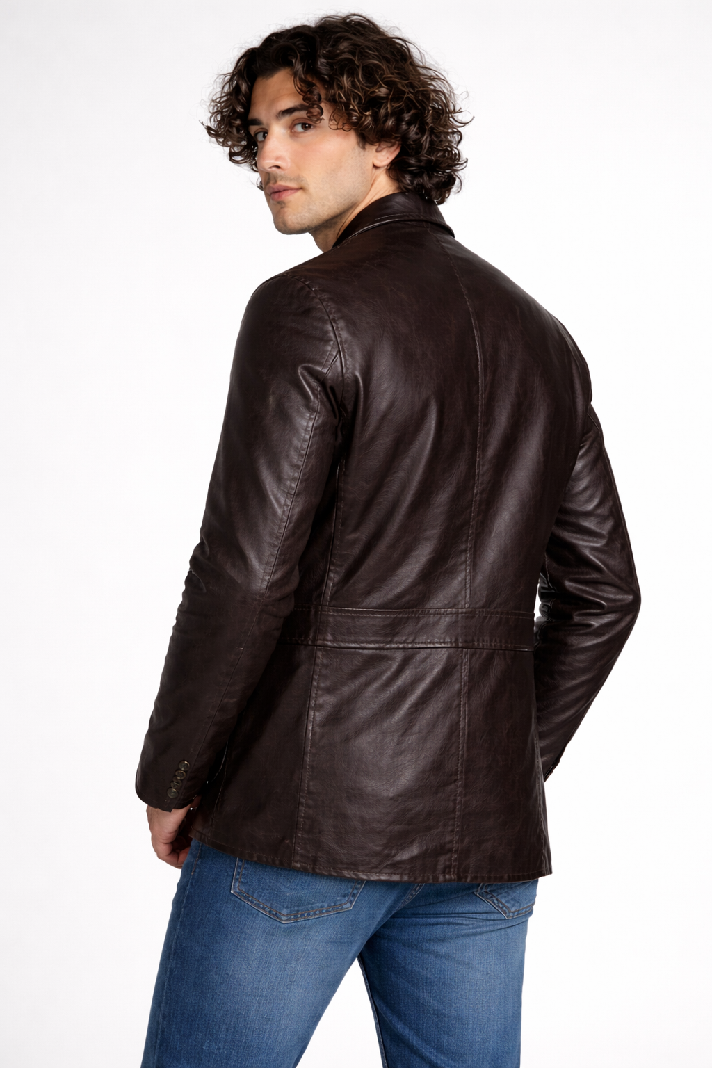 Men's Brown Genuine Leather Blazer - Jason Wild Slim Fit Classic Leather Coat