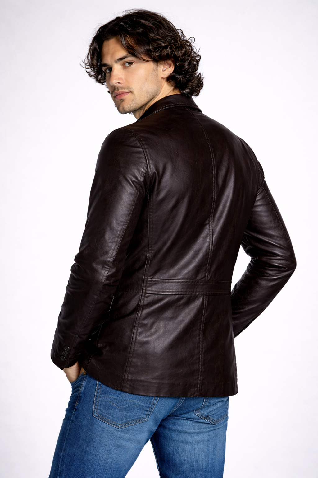 Men's Black Genuine Leather Blazer - Jason Wild Slim Fit Classic Coat