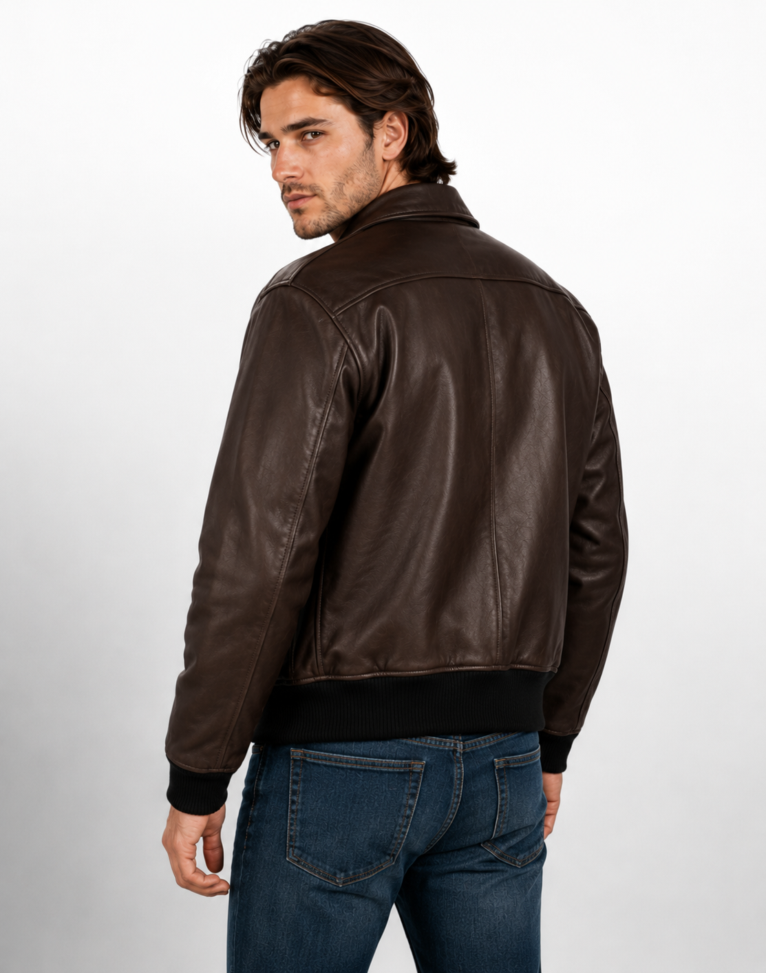 Men’s A-2 Pilot Genuine Cowhide Leather Bomber Jacket - Vintage Brown