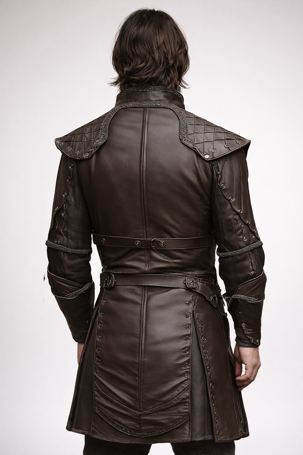 Men's Brown Genuine Leather Renaissance Jerkin - Iron Huntsman Medieval Cosplay Costume - Luxurena Leather