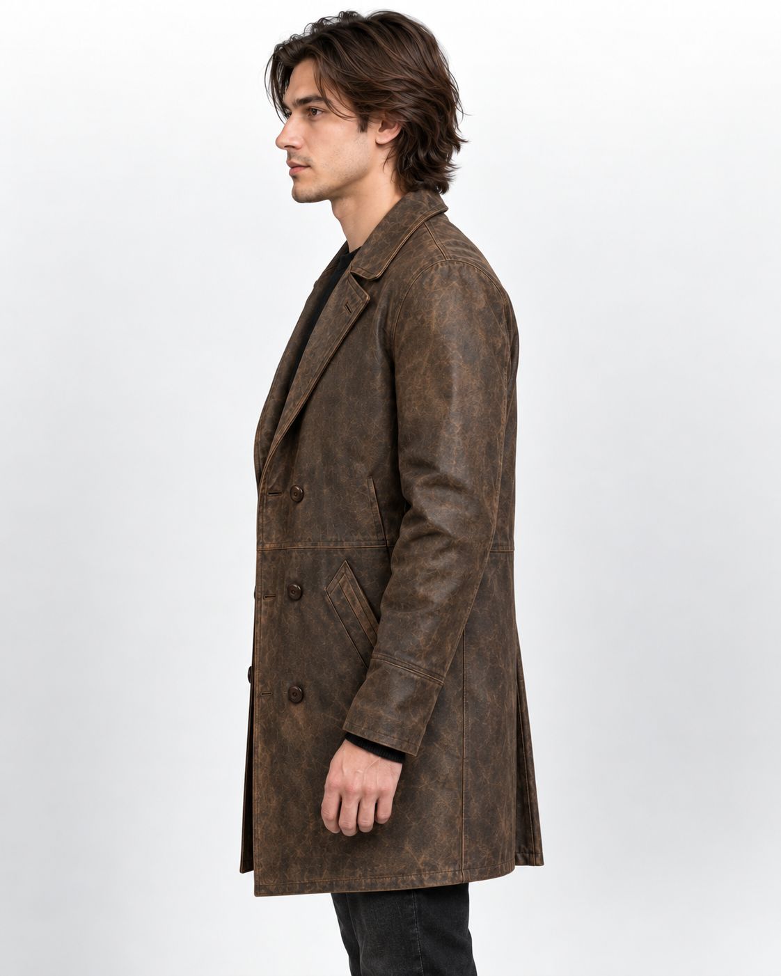 Men's Doctor Who War Doctor John Hurt Distressed Brown Leather Coat