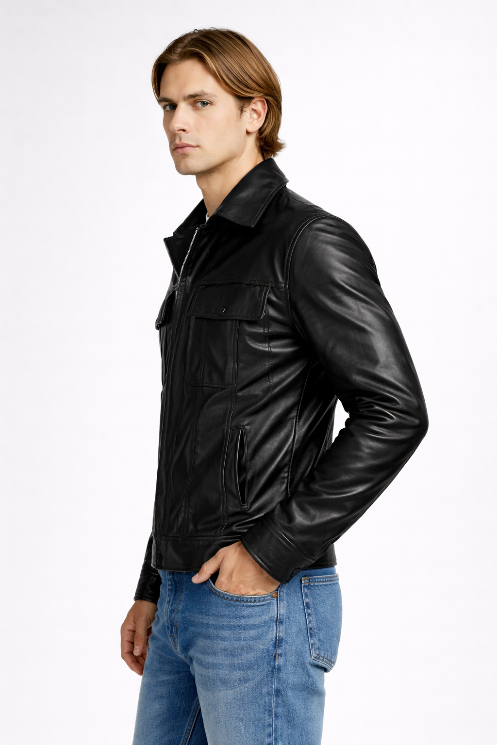 Men's Black Genuine Leather Rock N Roll Jacket - Premium Classic Biker Style - Luxurena Leather