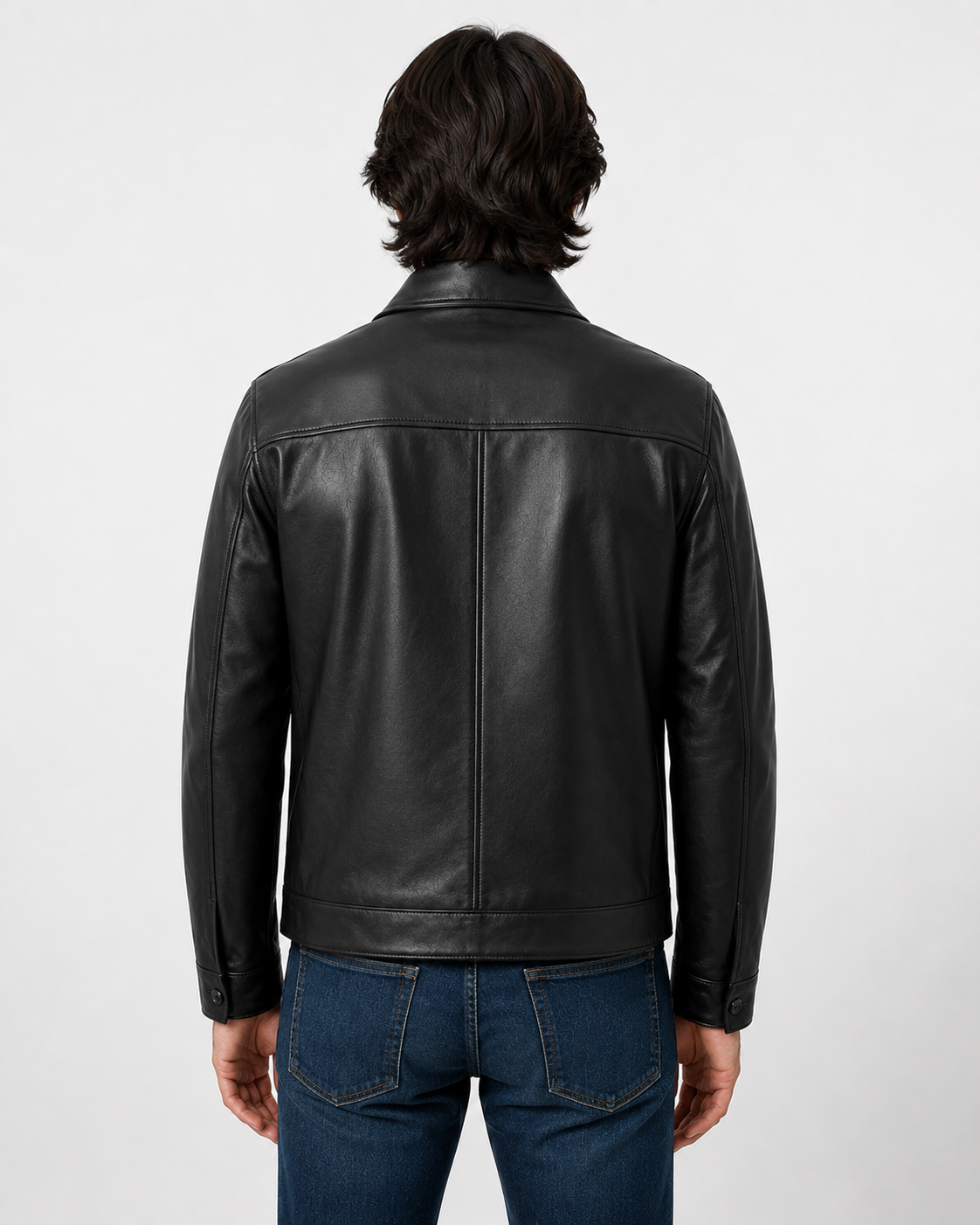 Men's Black Genuine Cow Leather Jacket - Classic Zip-Up Leather Jacket