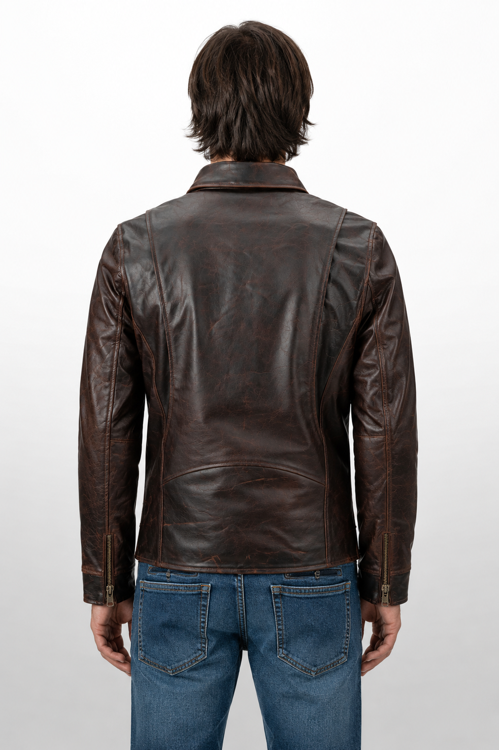 Men's Heritage Distressed Brown Full-Grain Cowhide Leather Jacket