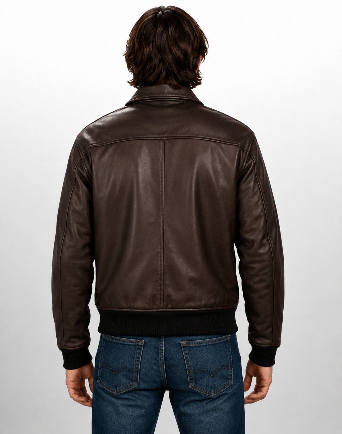 Men’s A-2 Pilot Genuine Cowhide Leather Bomber Jacket - Vintage Brown
