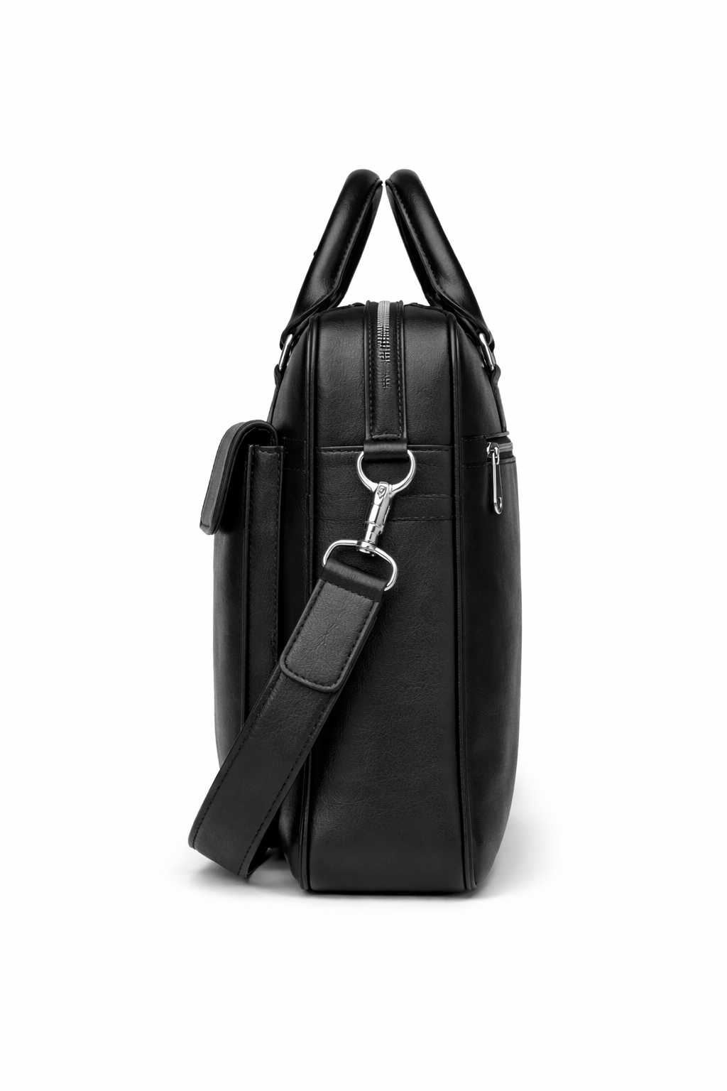 Black Genuine Leather Laptop Bag - Slim Professional Briefcase