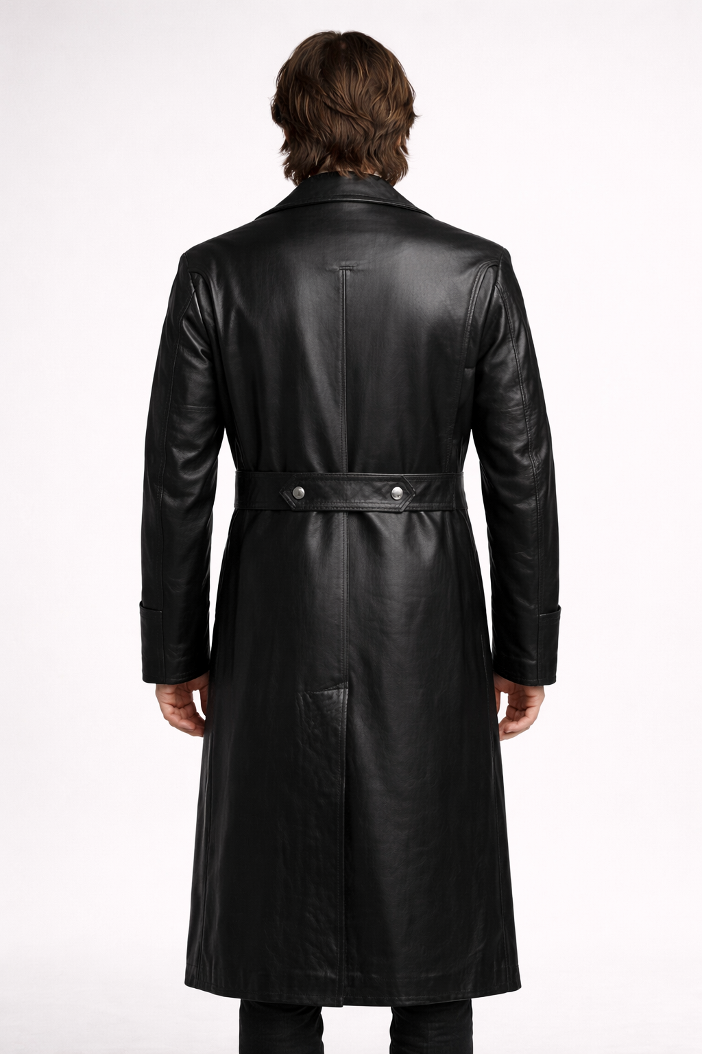 Men's Black Genuine Leather WW2 German Officer Trench Coat - Classic Military Long Coat - Luxurena Leather