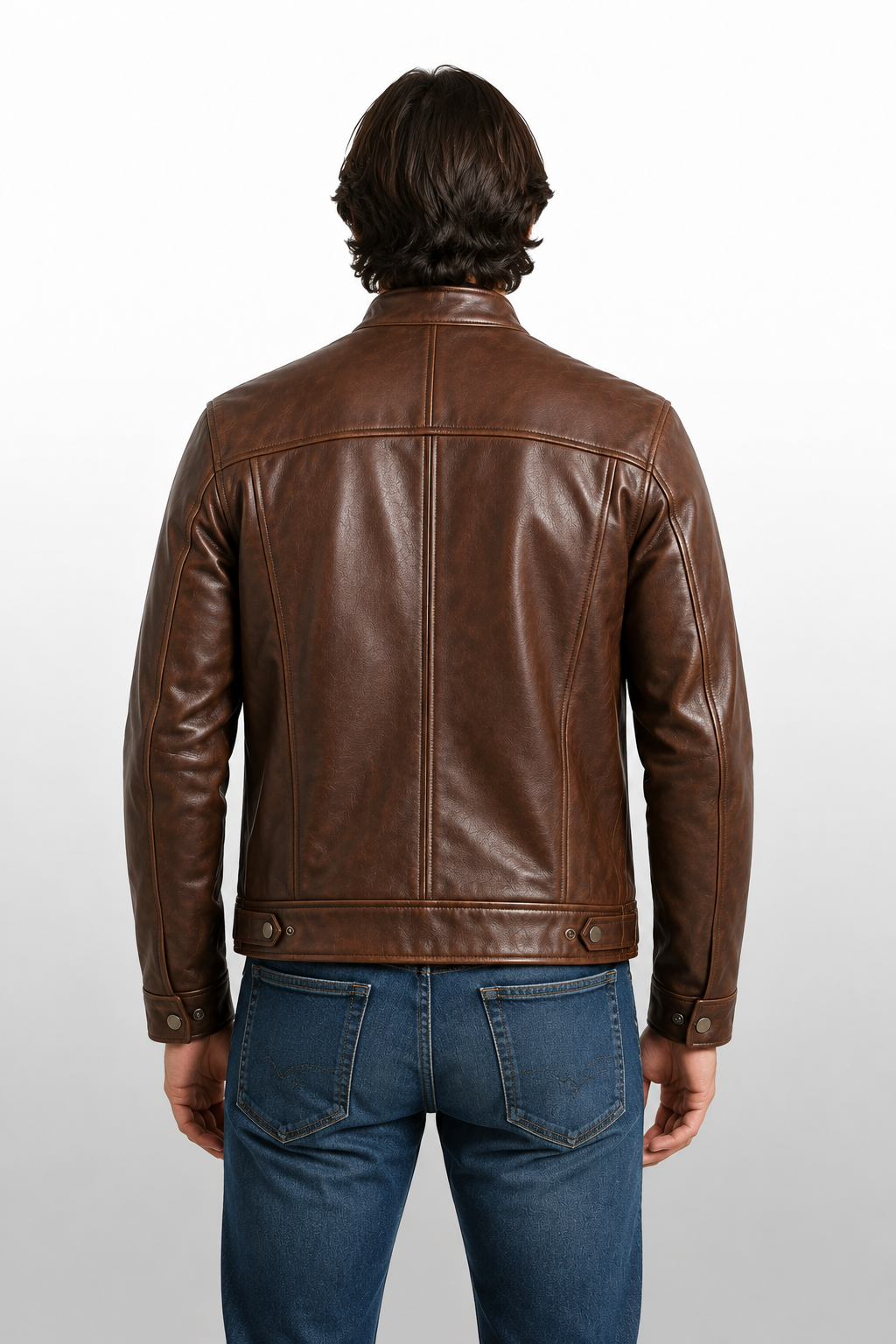 Men's Brown Cowhide Leather Café Racer Jacket - Classic Vintage Biker Style