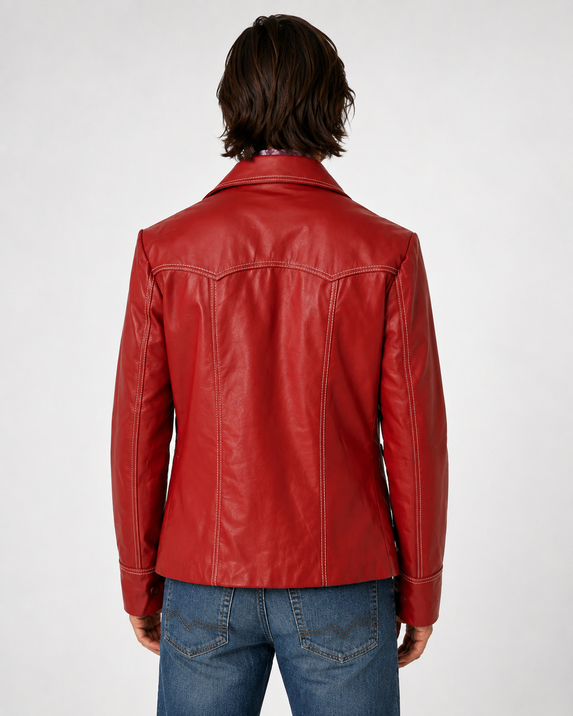 Men's Red Genuine Leather Fight Club Inspired Jacket - Vintage Brad Pitt Tyler Durden Style Leather Coat