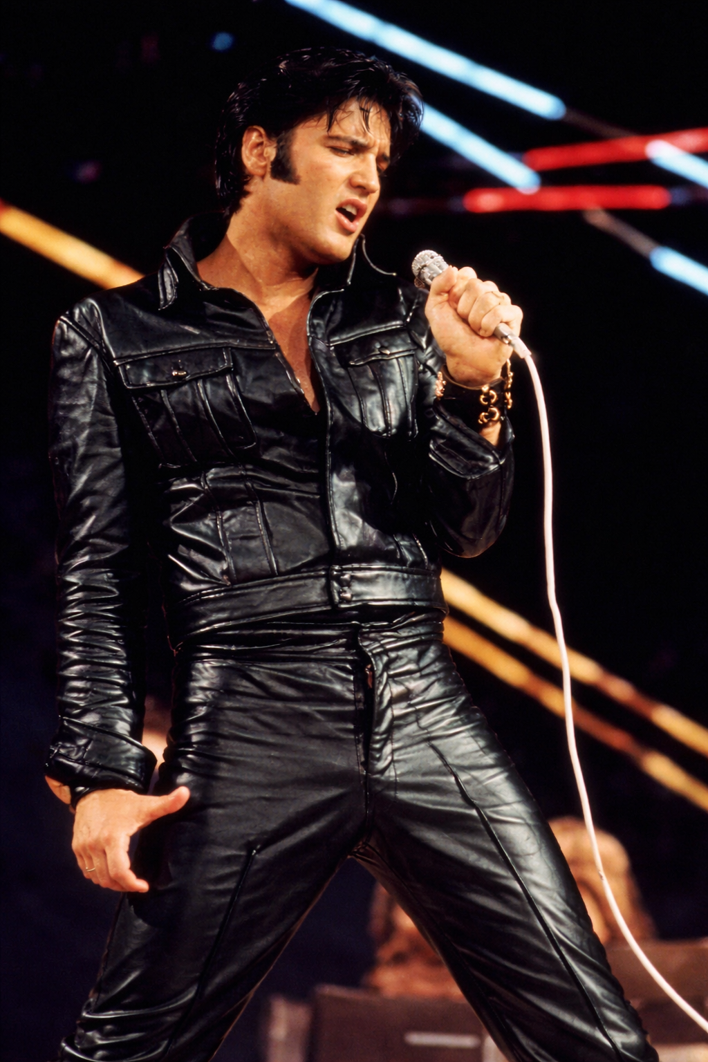 Men's Black Genuine Leather Elvis Presley Rock N Roll Leather Top - Slim Fit Premium Jacket - Luxurena Leather