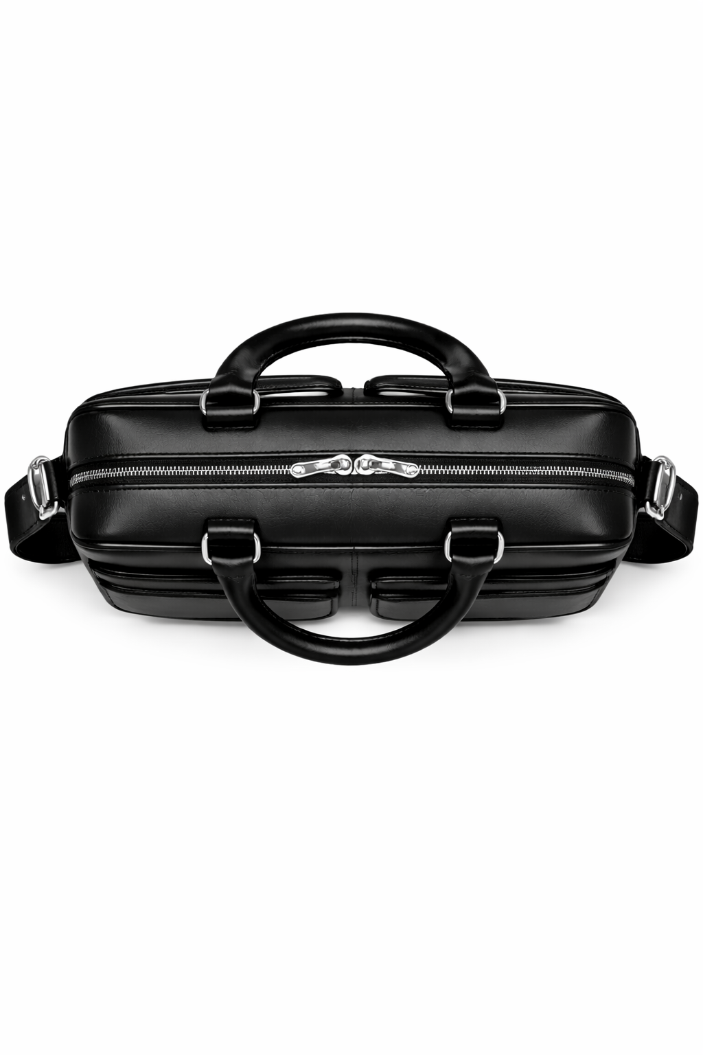 Black Genuine Leather Laptop Bag - Slim Professional Briefcase