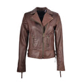 Women’s Vax Brown Classic Biker Leather Jacket - Luxurena Leather