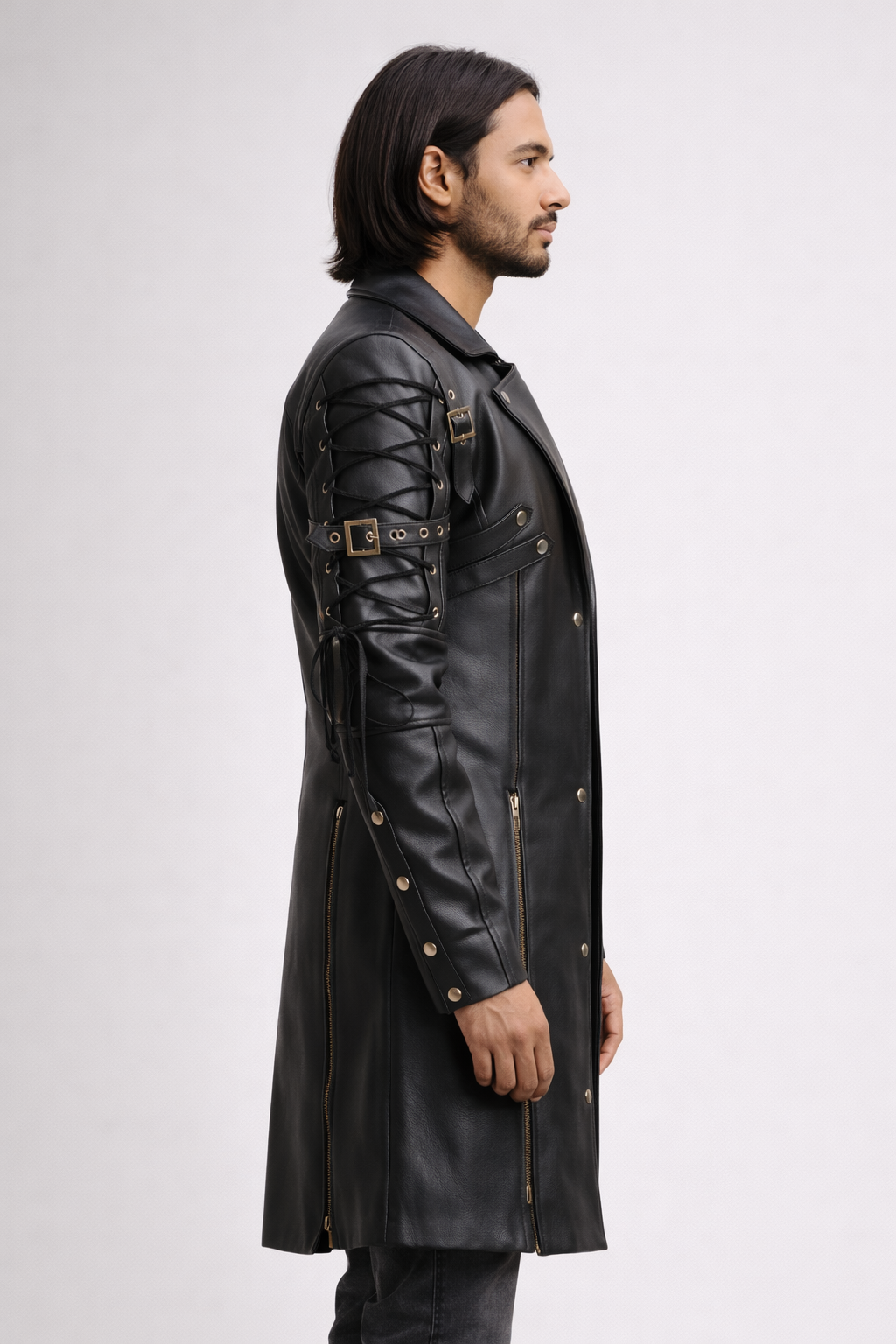 Men's Black Genuine Leather Van Helsing Steampunk Trench Coat - Premium Cosplay Costume
