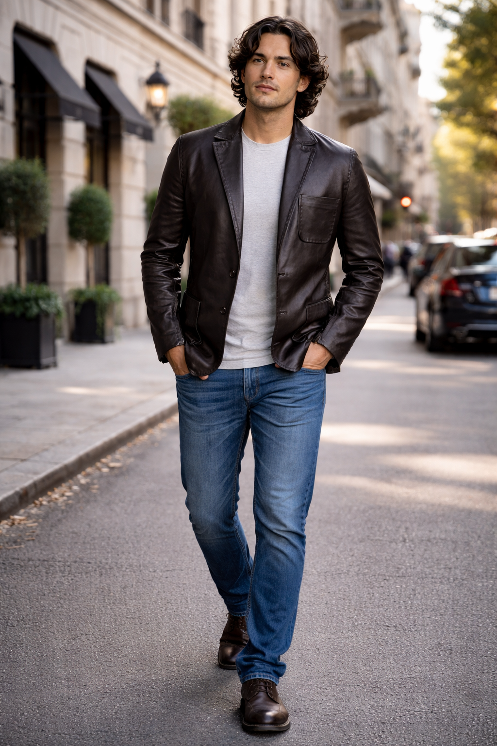 Men's Black Genuine Leather Blazer - Jason Wild Slim Fit Classic Coat