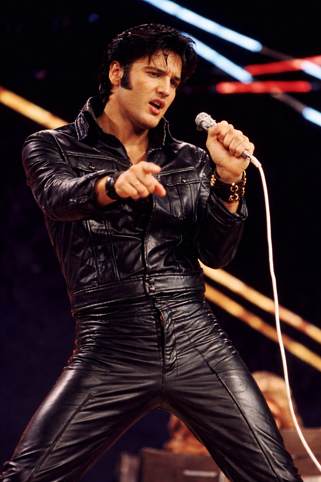 Men's Black Genuine Leather Elvis Presley Rock N Roll Leather Top - Slim Fit Premium Jacket - Luxurena Leather