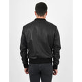 Men’s Bomber Black Leather Jacket - Luxurena Leather