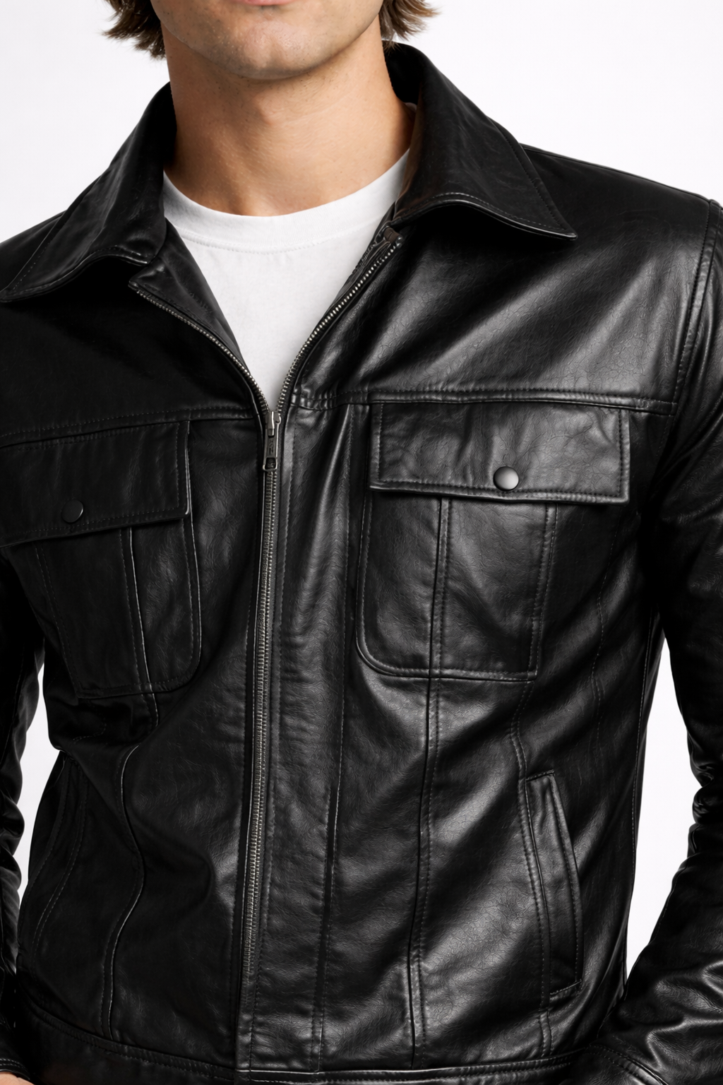 Men's Black Genuine Leather Rock N Roll Jacket - Premium Classic Biker Style - Luxurena Leather