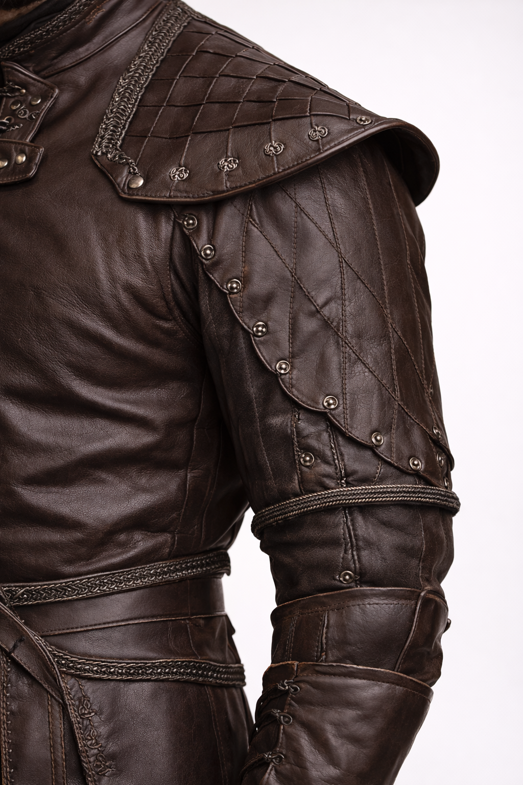 Men's Brown Genuine Leather Renaissance Jerkin - Iron Huntsman Medieval Cosplay Costume - Luxurena Leather