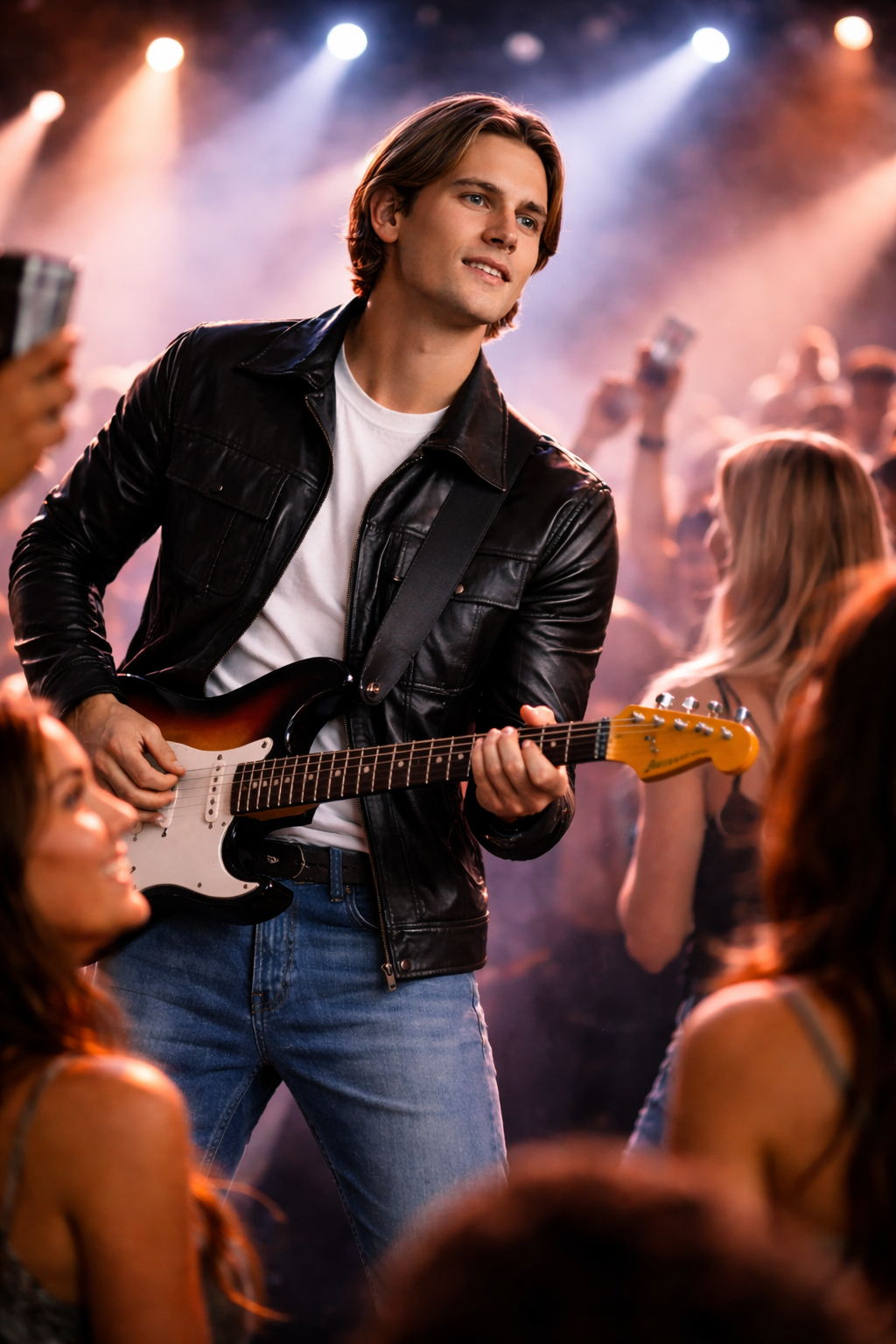 Men's Black Genuine Leather Rock N Roll Jacket - Premium Classic Biker Style - Luxurena Leather