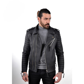 Men's Biker Black Leather Jacket