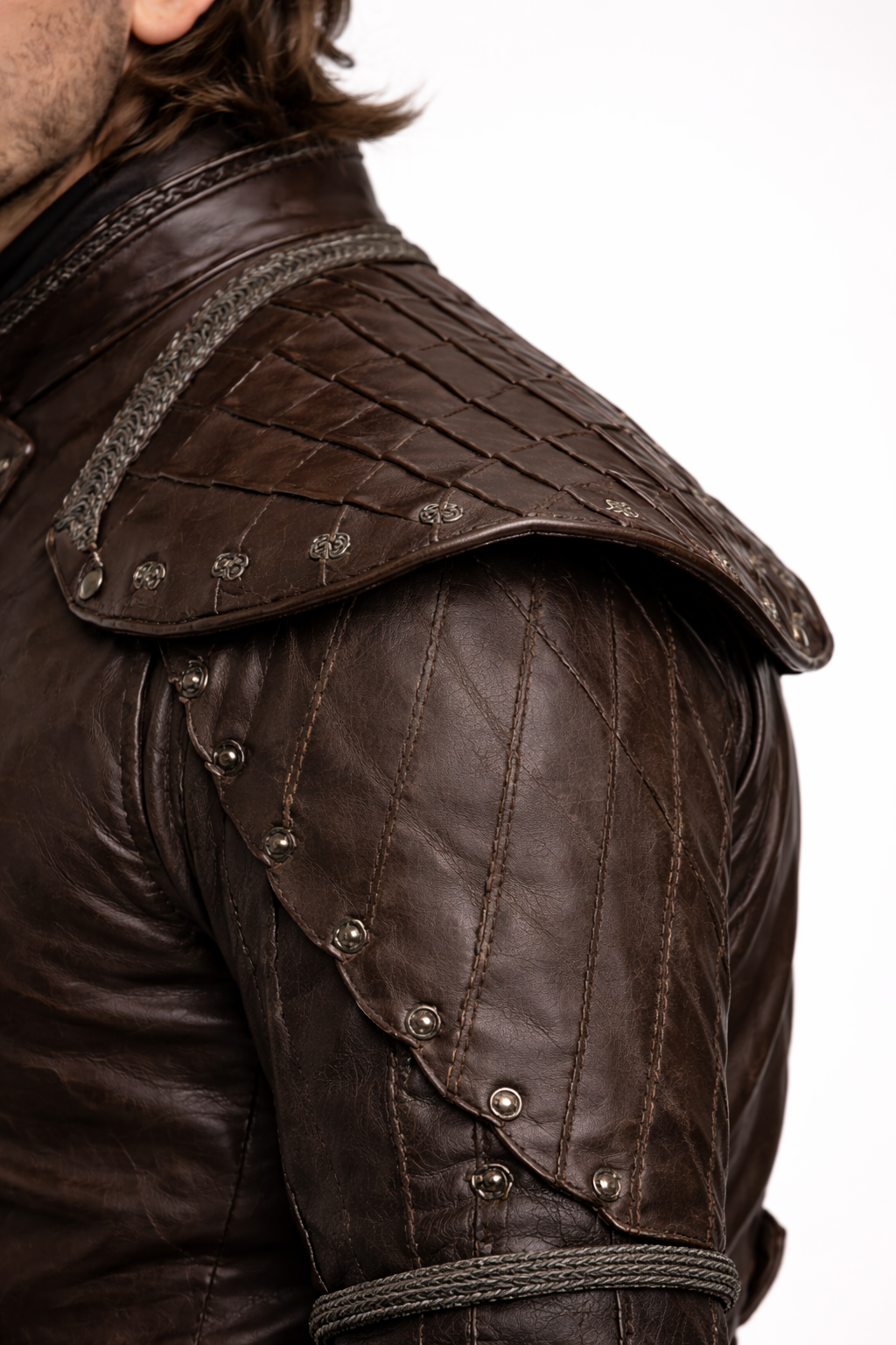 Men's Brown Genuine Leather Renaissance Jerkin - Iron Huntsman Medieval Cosplay Costume - Luxurena Leather