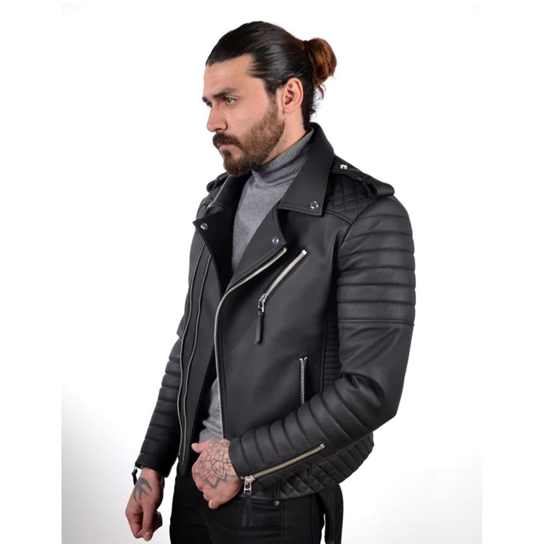 Men's Biker Black Leather Jacket