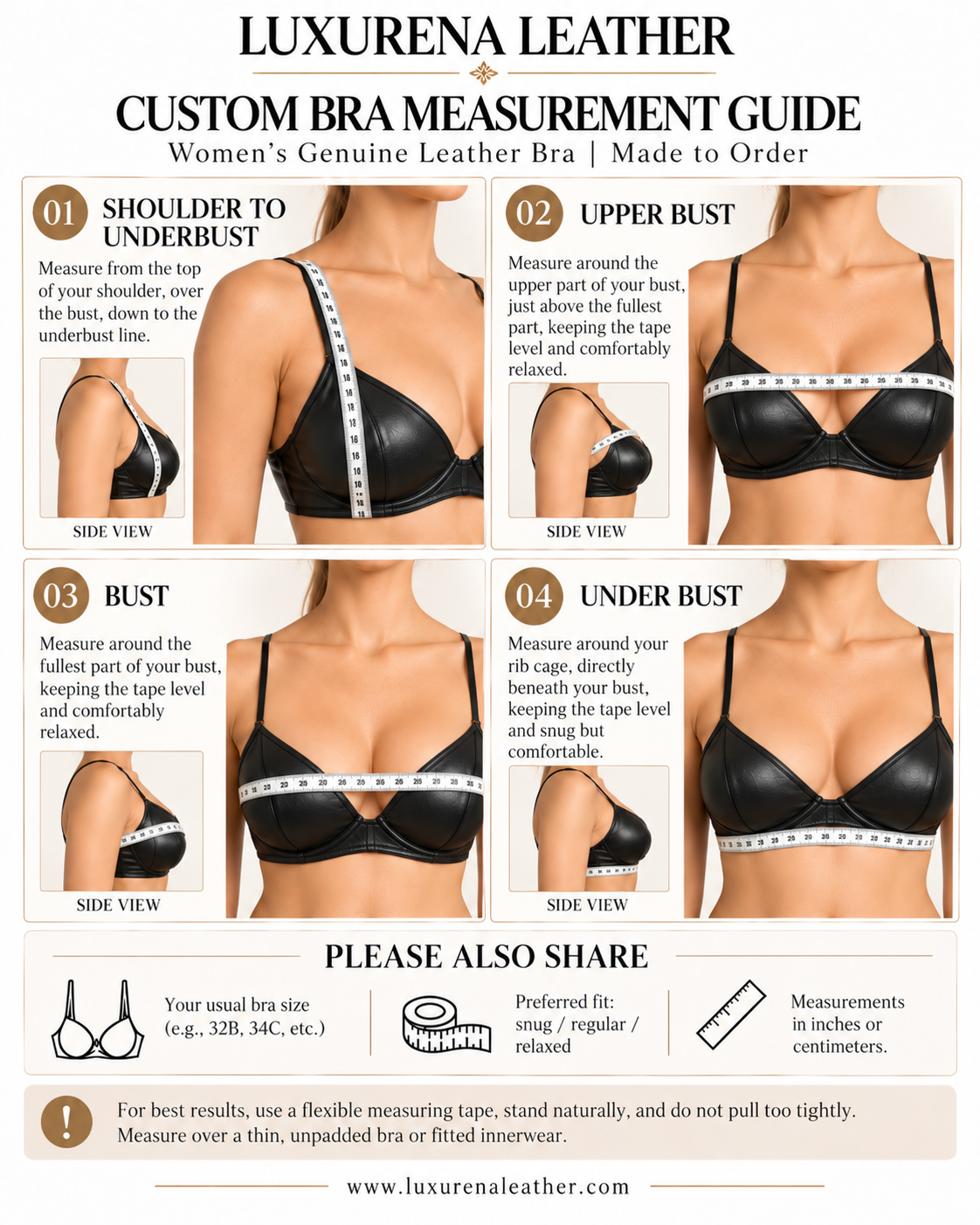 Women's Black Genuine Leather Strappy V-Neck Bralette Top