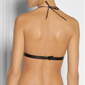 Women's Top Stitched Soft Black Leather Bra - Luxurena Leather