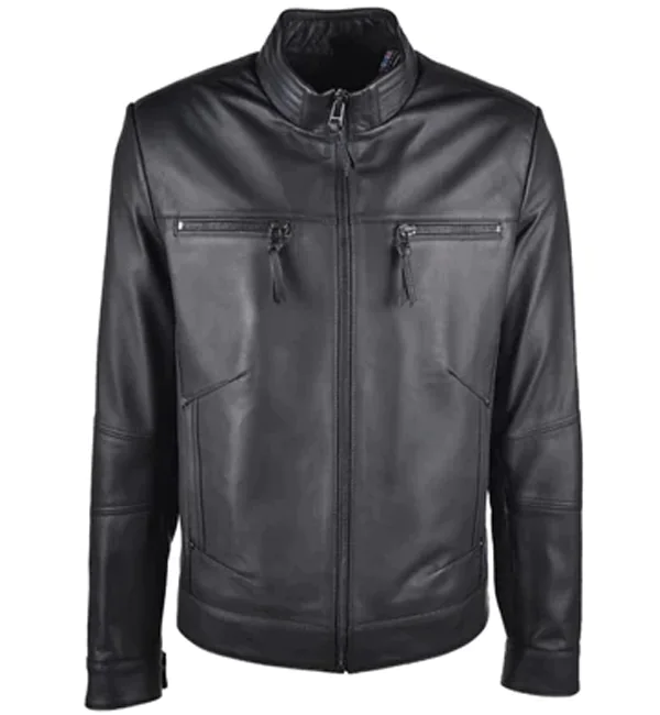 Men's Casual Fit Black Leather Jacket