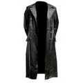 Men's Classic German Military Officer Black Leather Trench Coat - Luxurena Leather