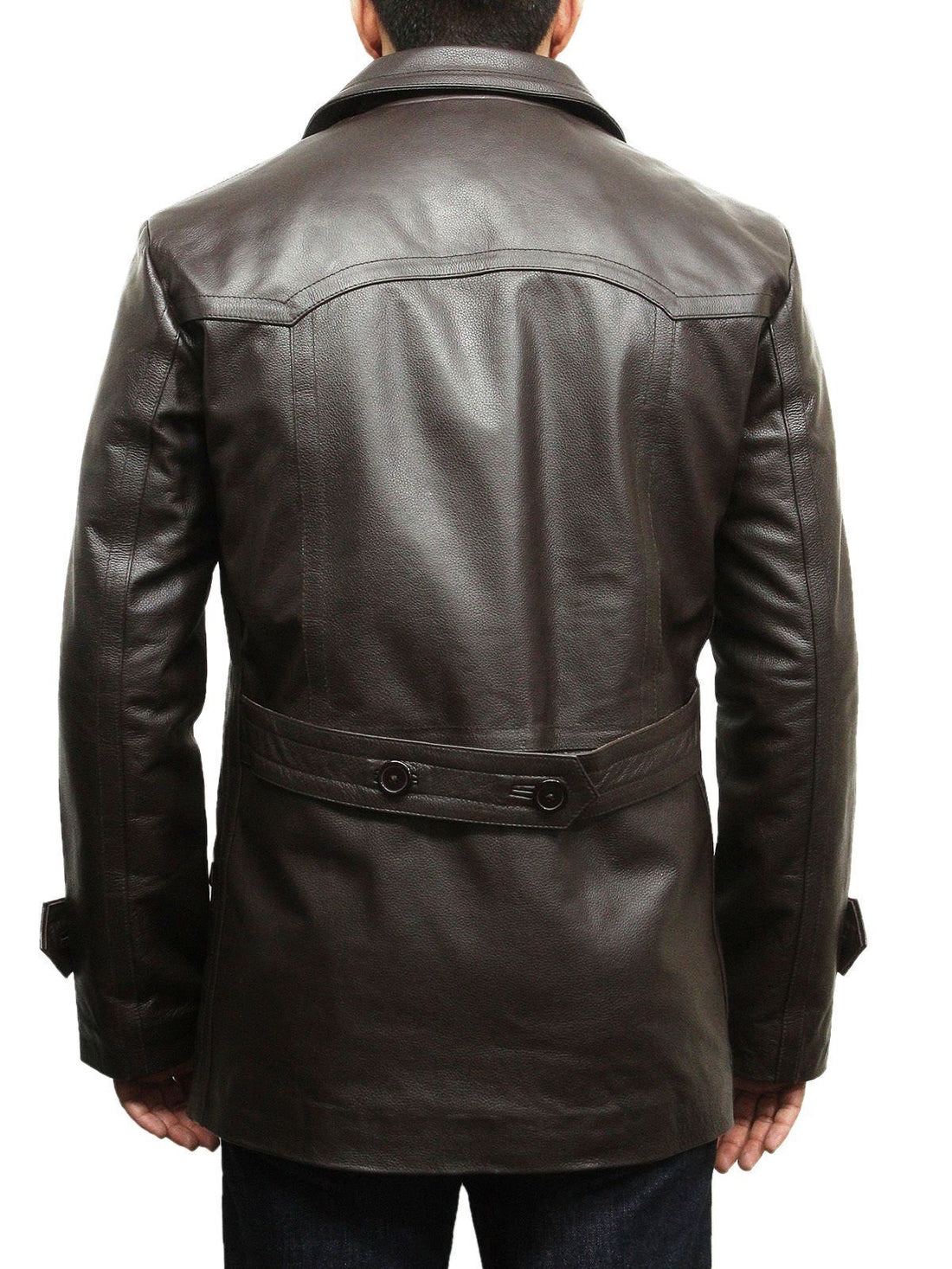 Men's German Militry Style World War 2 Brown Leather Coat
