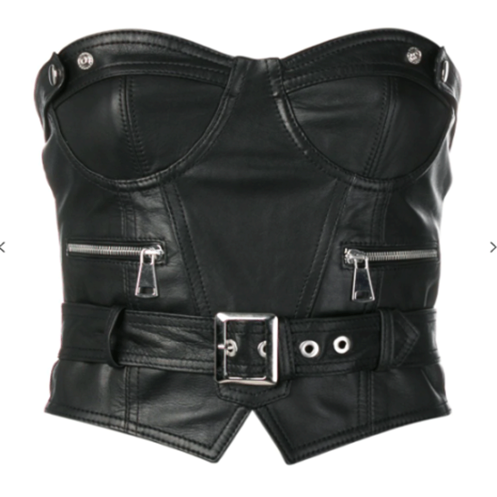 Women Genuine Leather Biker Corset Black Belted Slim Fit - Luxurena Leather