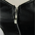 Women Real Black Leather Corset Dress Gothic Punk Zipper Corset With Skirt - Luxurena Leather