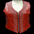 Silver Studs Fully lined front zip closure side pockets Motorbike Vest Women's Dress - Luxurena Leather